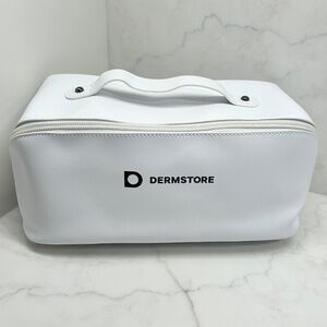 Dermstore White Open Flat Double Zip Cosmetic Case with Handle - NWOT - Unused